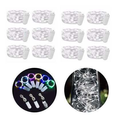 12PCS 0.03W Button String Lights Cold White Light 20 LED 3V Flexible IP65 Waterproof for Wedding Party Bedroom V1294-YM0512-3115220116511