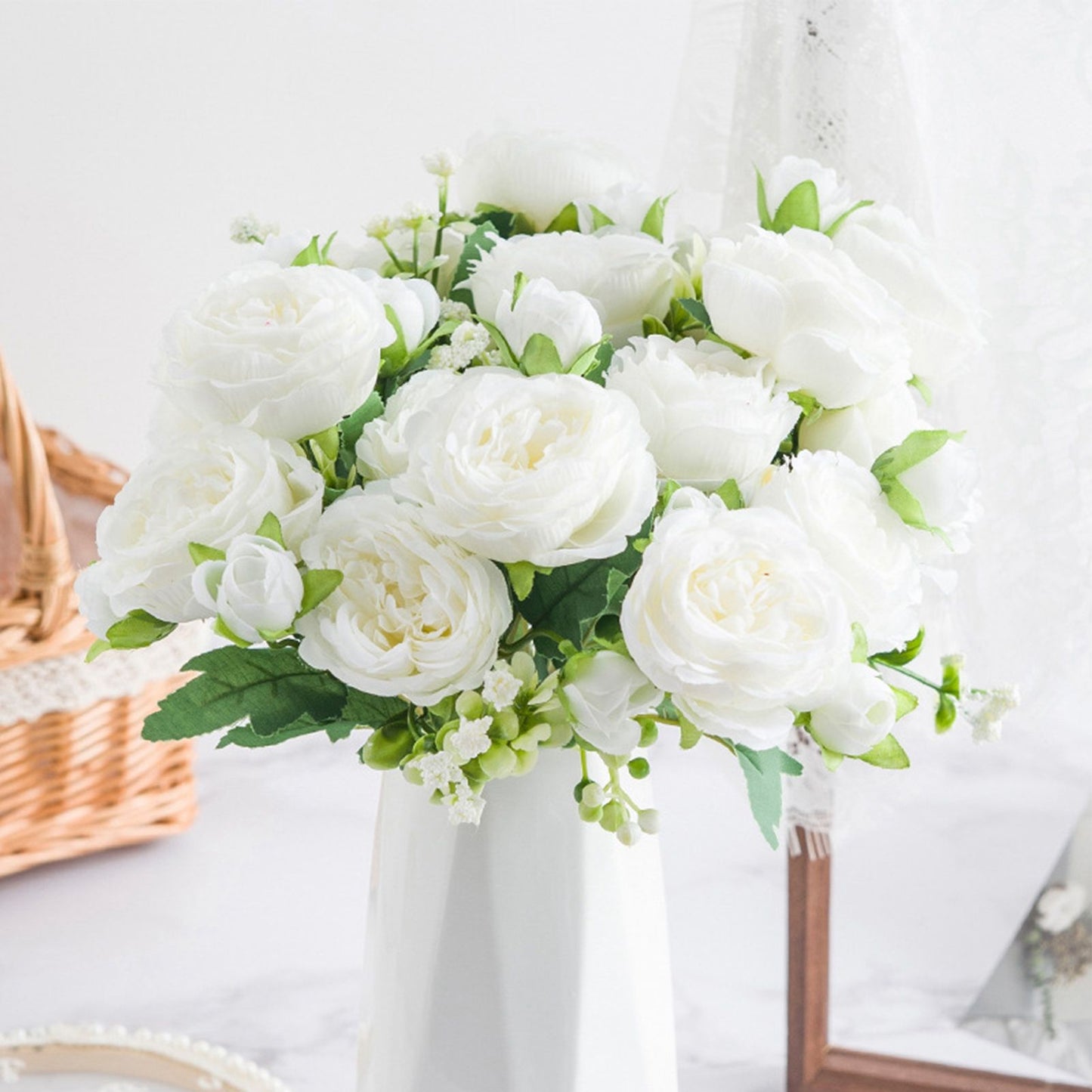 2 Bunches Artificial Peonies Romantic Vivid 6cm Diameter Attractive Decorative Light Weight Faux Peonies V1294-YM0512-3115220117511