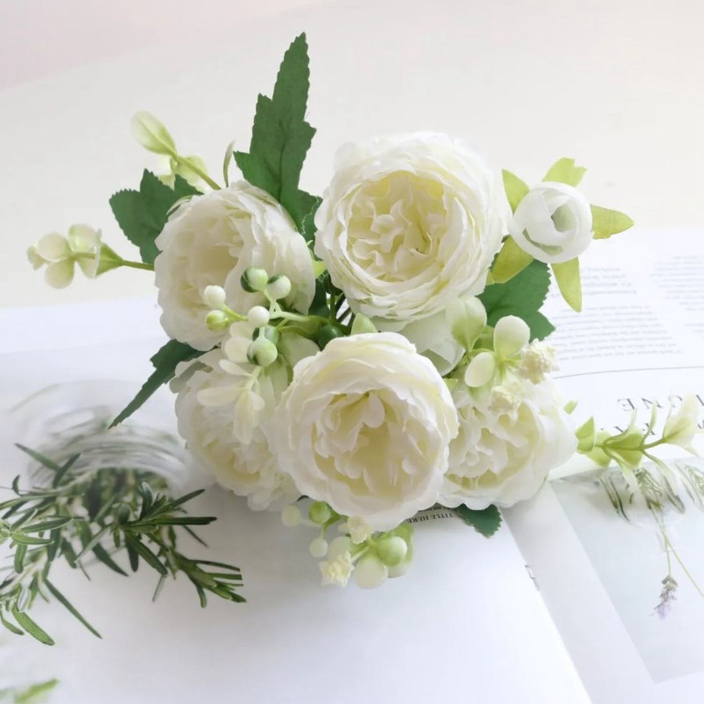 2 Bunches Artificial Peonies Romantic Vivid 6cm Diameter Attractive Decorative Light Weight Faux Peonies V1294-YM0512-3115220117511
