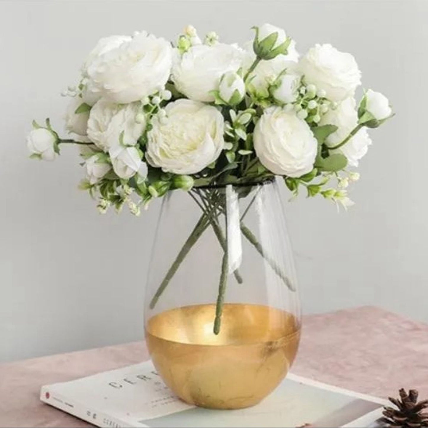 2 Bunches Artificial Peonies Romantic Vivid 6cm Diameter Attractive Decorative Light Weight Faux Peonies V1294-YM0512-3115220117511