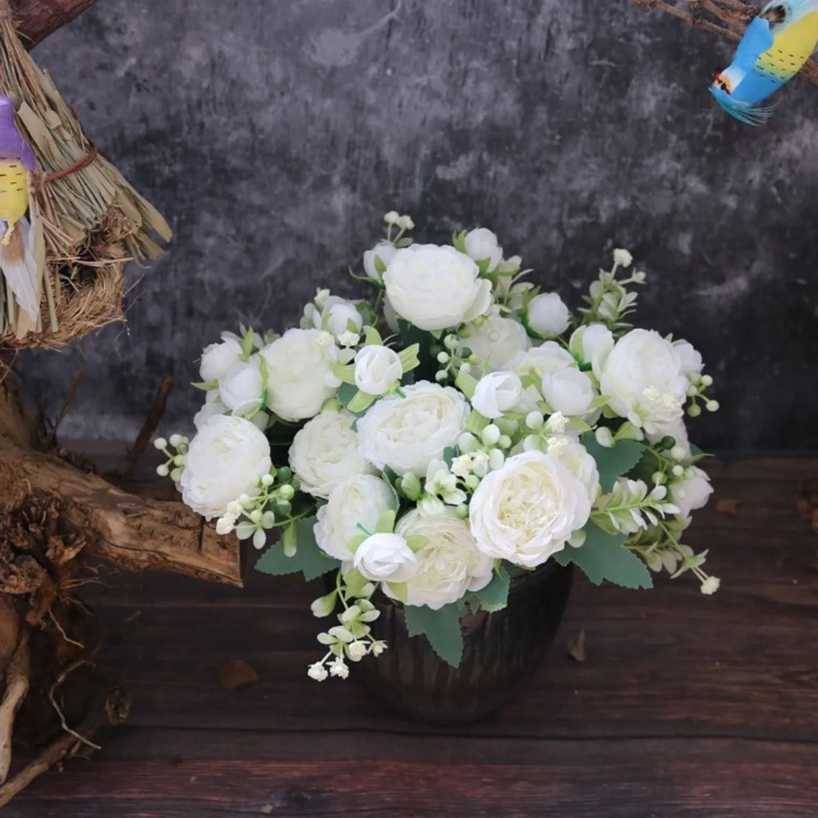 2 Bunches Artificial Peonies Romantic Vivid 6cm Diameter Attractive Decorative Light Weight Faux Peonies V1294-YM0512-3115220117511