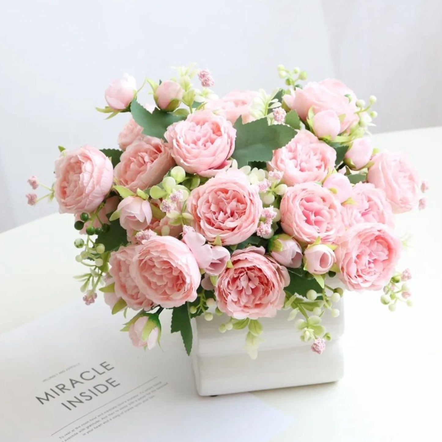 2 Bunches Artificial Peonies Romantic Vivid 6cm Diameter Attractive Decorative Light Weight Faux Peonies V1294-YM0512-3115220117512