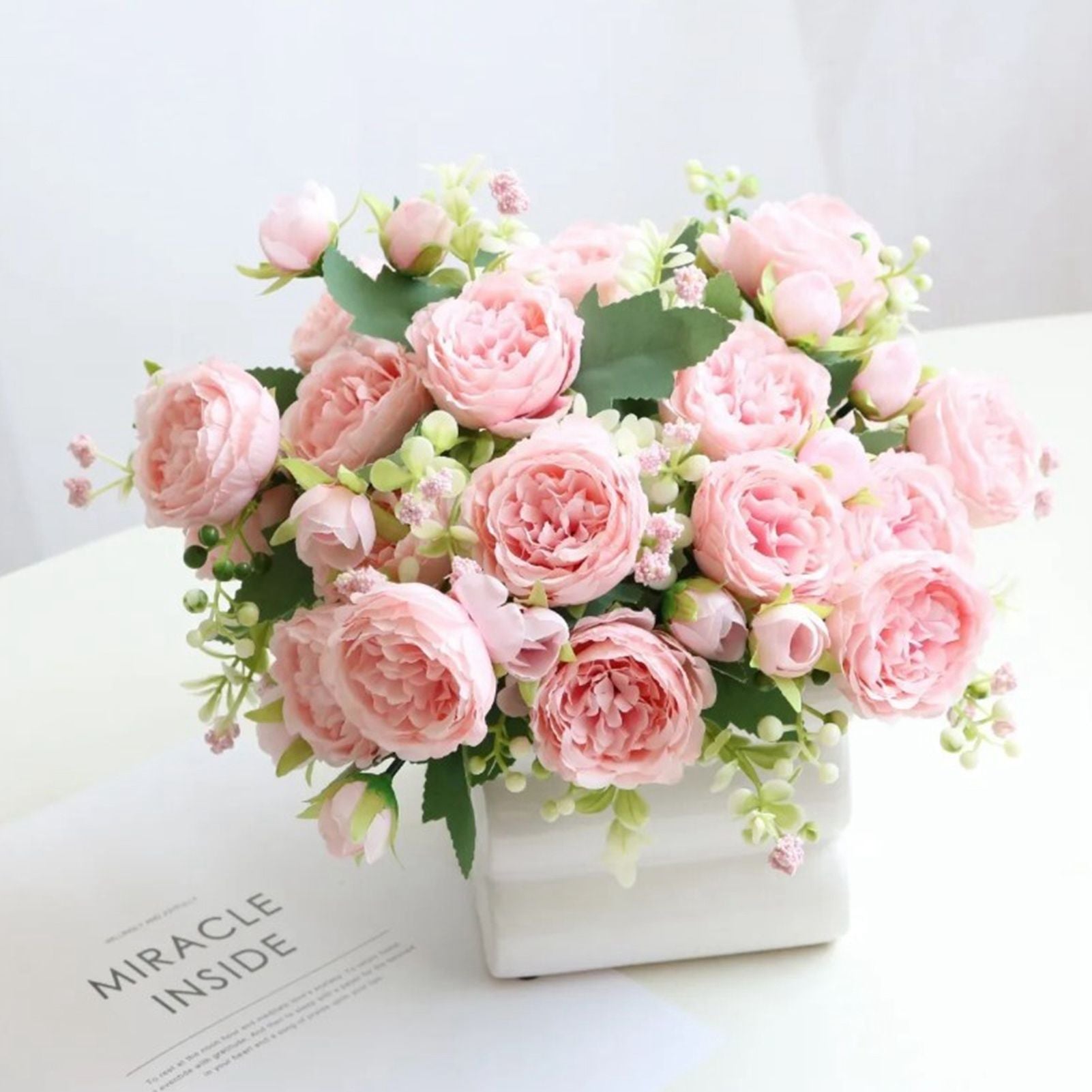 2 Bunches Artificial Peonies Romantic Vivid 6cm Diameter Attractive Decorative Light Weight Faux Peonies V1294-YM0512-3115220117512
