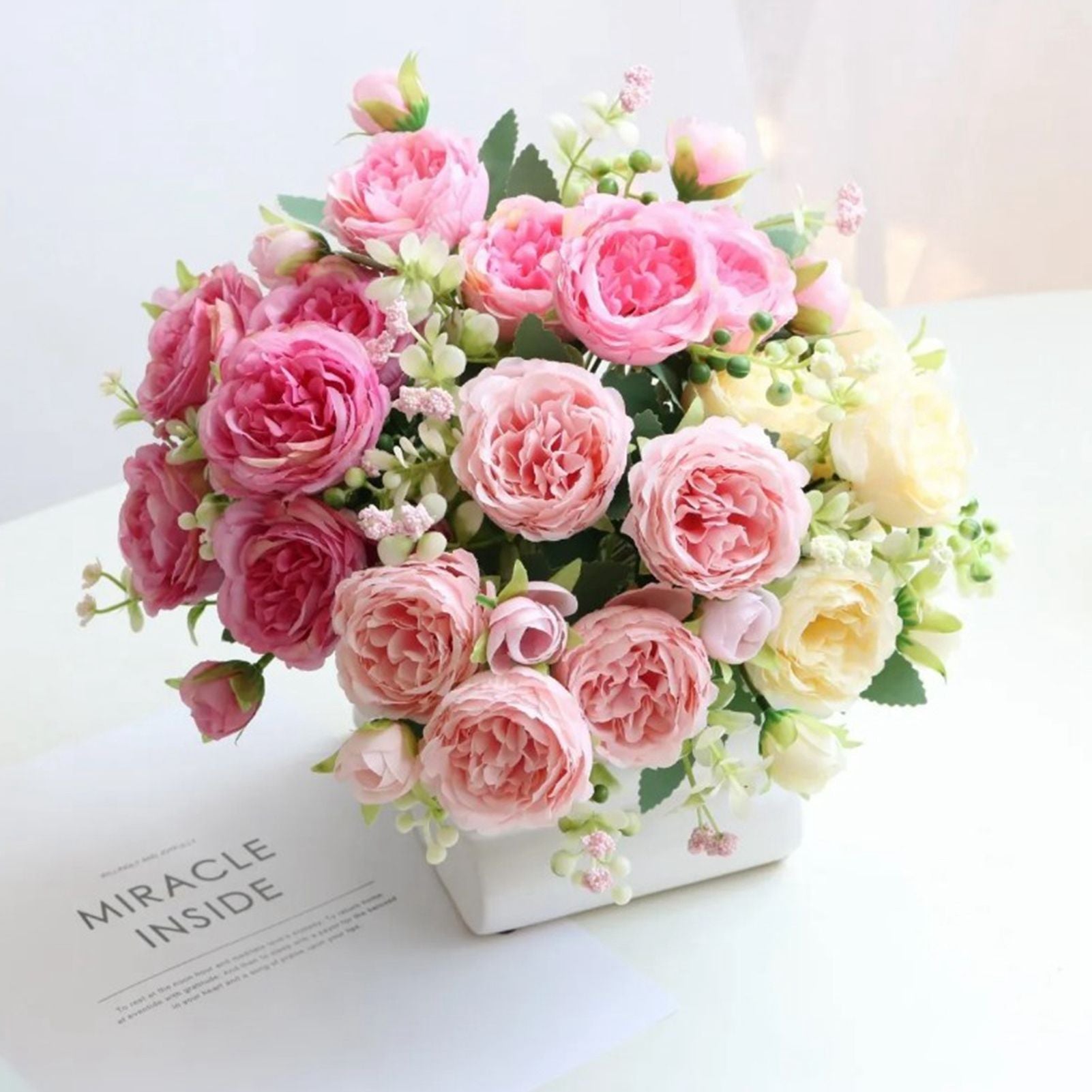 2 Bunches Artificial Peonies Romantic Vivid 6cm Diameter Attractive Decorative Light Weight Faux Peonies V1294-YM0512-3115220117512