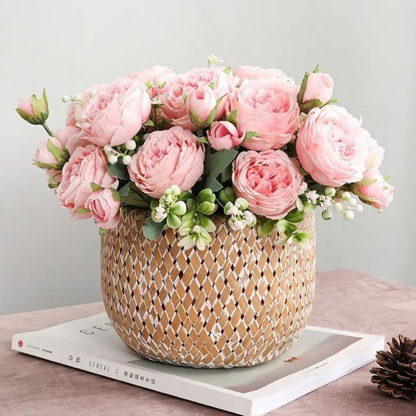 2 Bunches Artificial Peonies Romantic Vivid 6cm Diameter Attractive Decorative Light Weight Faux Peonies V1294-YM0512-3115220117512