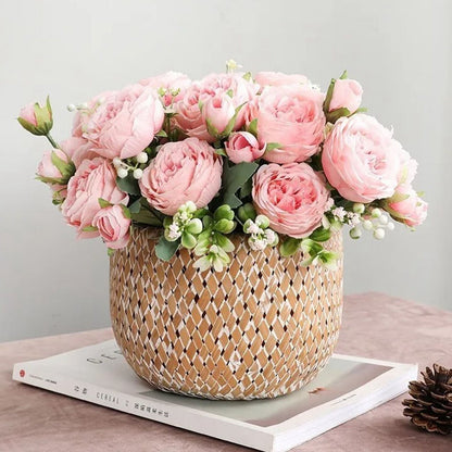2 Bunches Artificial Peonies Romantic Vivid 6cm Diameter Attractive Decorative Light Weight Faux Peonies V1294-YM0512-3115220117512