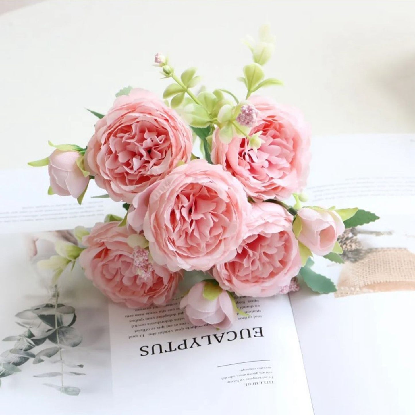 2 Bunches Artificial Peonies Romantic Vivid 6cm Diameter Attractive Decorative Light Weight Faux Peonies V1294-YM0512-3115220117512