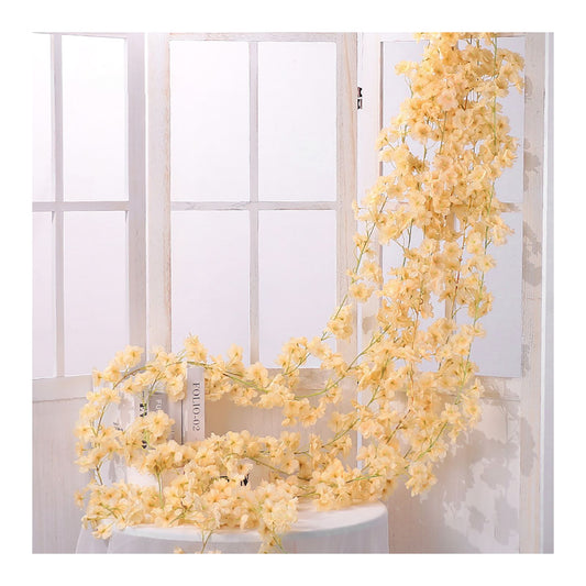 Artificial Flower Rattan Single 1.8m 135pcs Flowers Head Vivid Decorative Silk Plastic Hanging Fake Rattan V1294-YM0512-3115220117611