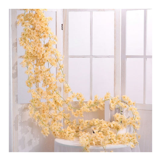Artificial Flower Rattan Single 1.8m 135pcs Flowers Head Vivid Decorative Silk Plastic Hanging Fake Rattan V1294-YM0512-3115220117611