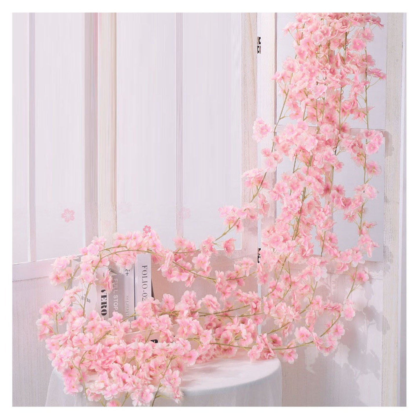 1.8m 256 Simulated Artificial Sakura Flower Garland Hanging Vines for Spring Home Room Wedding Party Decor V1294-YM0512-3115220117713
