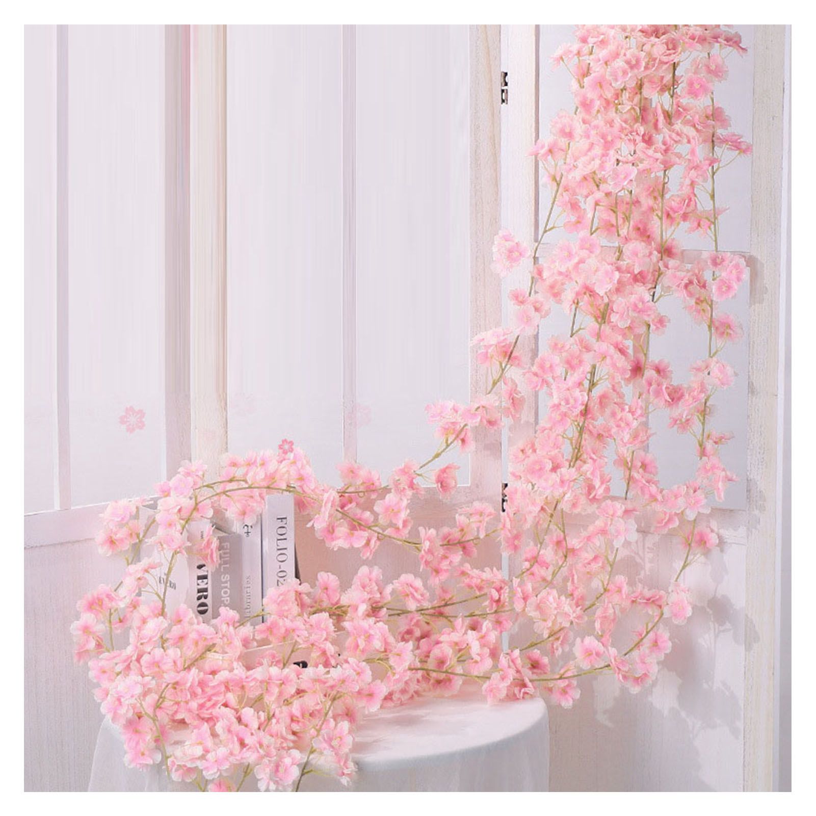 1.8m 256 Simulated Artificial Sakura Flower Garland Hanging Vines for Spring Home Room Wedding Party Decor V1294-YM0512-3115220117713