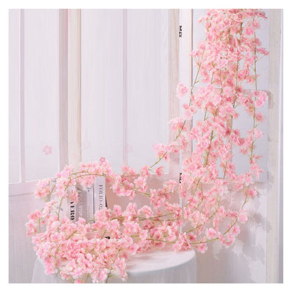 1.8m 256 Simulated Artificial Sakura Flower Garland Hanging Vines for Spring Home Room Wedding Party Decor V1294-YM0512-3115220117713