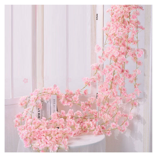 1.8m 256 Simulated Artificial Sakura Flower Garland Hanging Vines for Spring Home Room Wedding Party Decor V1294-YM0512-3115220117713