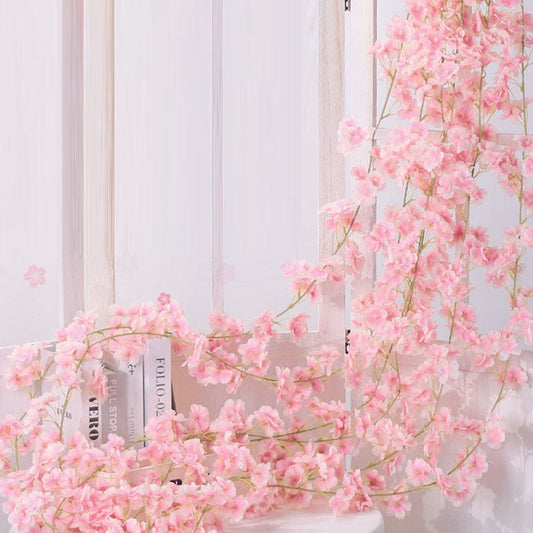 1.8m 256 Simulated Artificial Sakura Flower Garland Hanging Vines for Spring Home Room Wedding Party Decor V1294-YM0512-3115220117713
