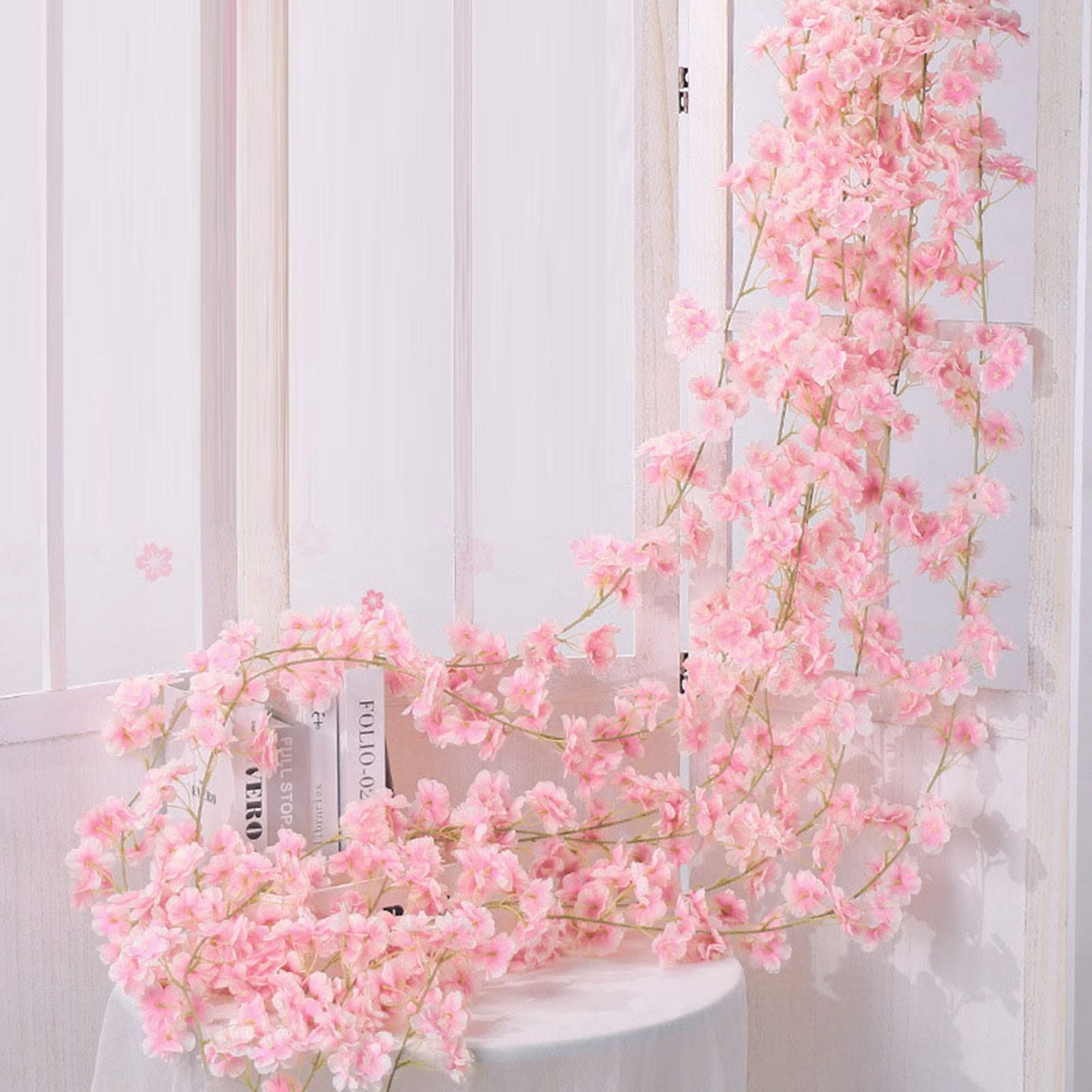 1.8m 256 Simulated Artificial Sakura Flower Garland Hanging Vines for Spring Home Room Wedding Party Decor V1294-YM0512-3115220117713