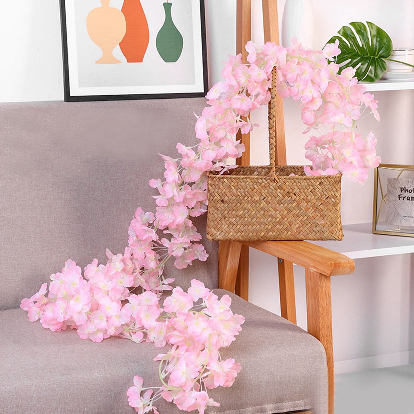 1.8m 256 Simulated Artificial Sakura Flower Garland Hanging Vines for Spring Home Room Wedding Party Decor V1294-YM0512-3115220117713