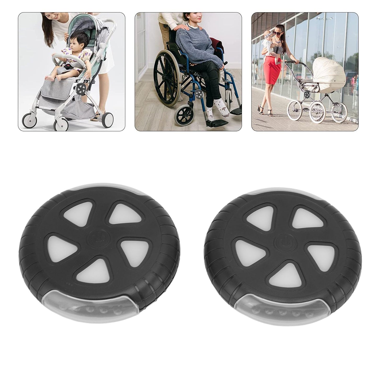 1 Pair Stroller Lights Waterproof Easy to Install LED Stroller Lights Stroller Safety Lights for Wheelchair V1294-YM0512-3115220118311