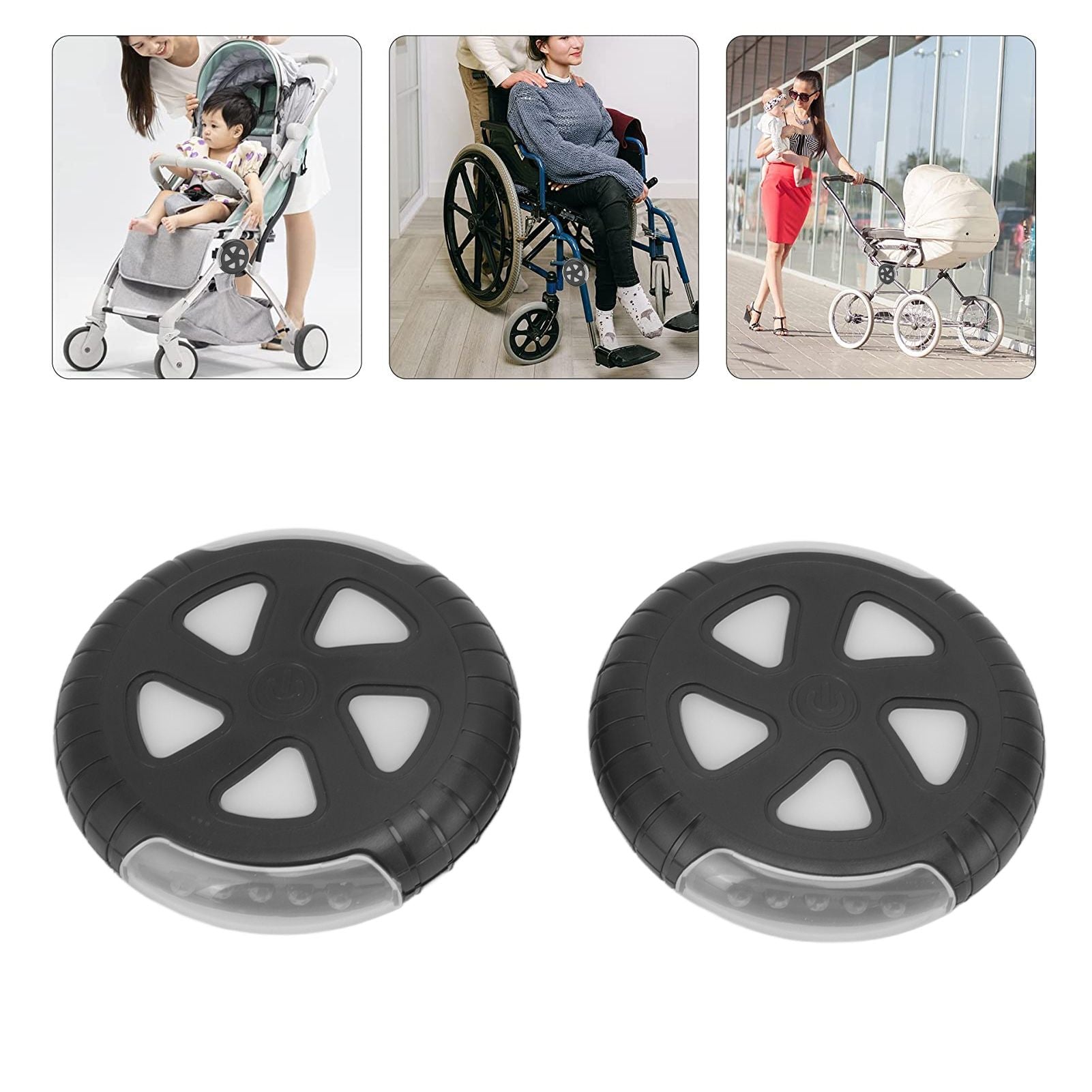 1 Pair Stroller Lights Waterproof Easy to Install LED Stroller Lights Stroller Safety Lights for Wheelchair V1294-YM0512-3115220118311