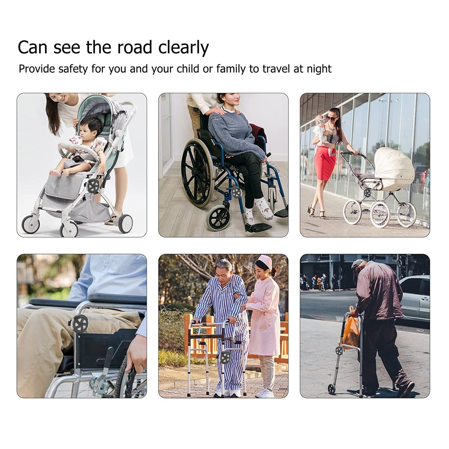 1 Pair Stroller Lights Waterproof Easy to Install LED Stroller Lights Stroller Safety Lights for Wheelchair V1294-YM0512-3115220118311