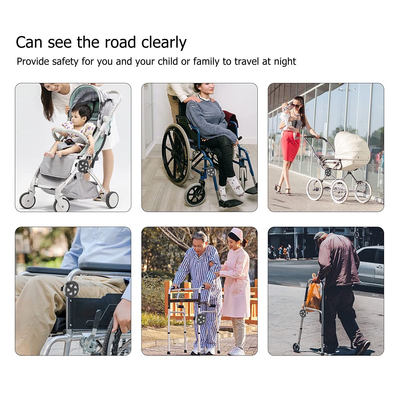 1 Pair Stroller Lights Waterproof Easy to Install LED Stroller Lights Stroller Safety Lights for Wheelchair V1294-YM0512-3115220118311