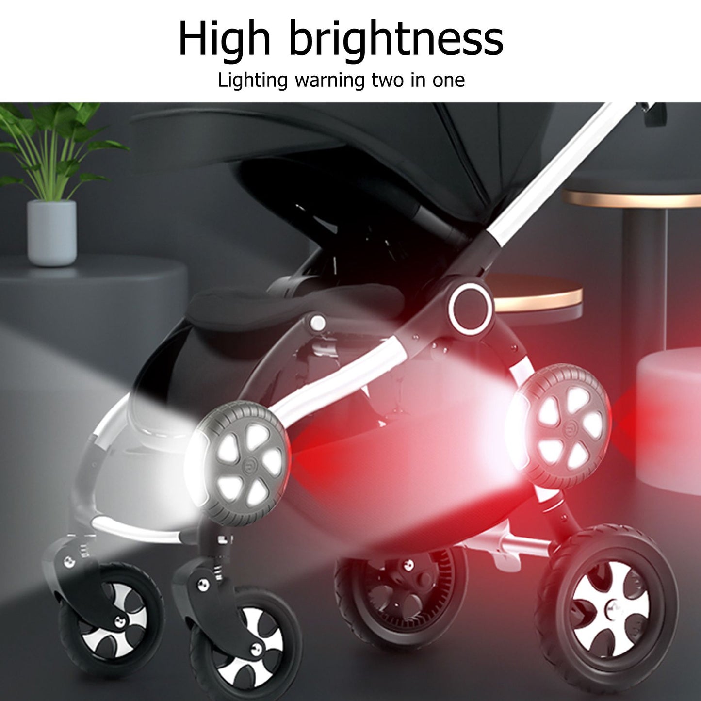 1 Pair Stroller Lights Waterproof Easy to Install LED Stroller Lights Stroller Safety Lights for Wheelchair V1294-YM0512-3115220118311