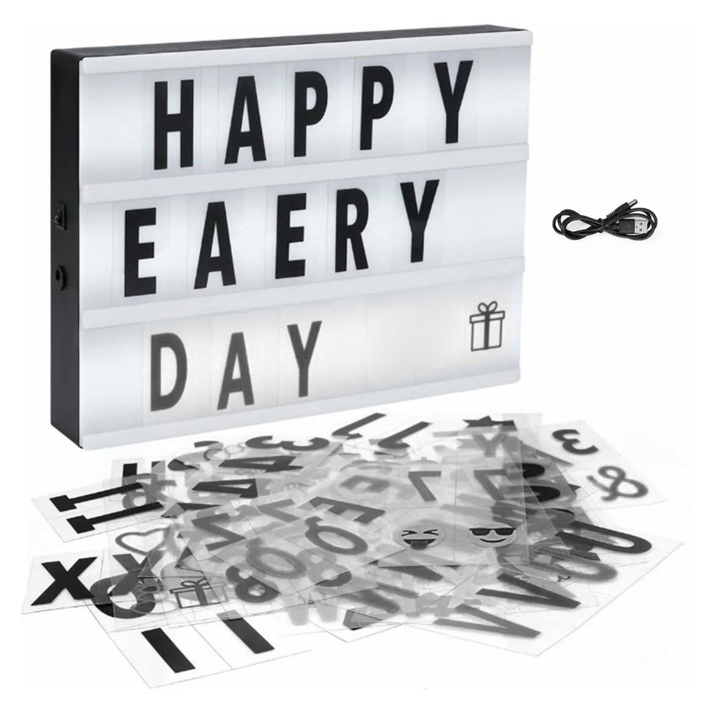 Cinema Light Box with Letters DIY Warm Light Up Letter Box with 96 Lettering Sticker for Room Decoration V1294-YM0512-3115220119311