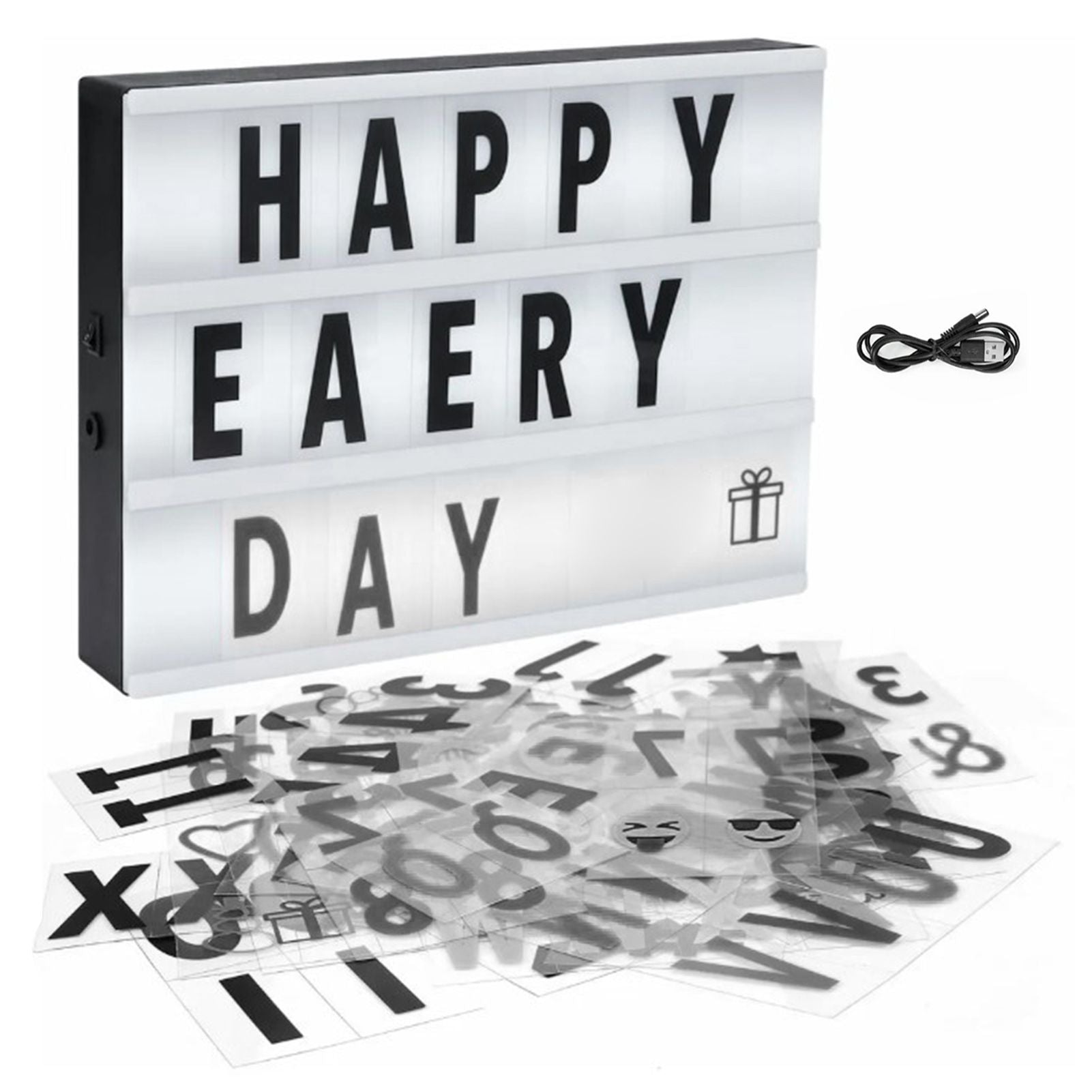 Cinema Light Box with Letters DIY Warm Light Up Letter Box with 96 Lettering Sticker for Room Decoration V1294-YM0512-3115220119311
