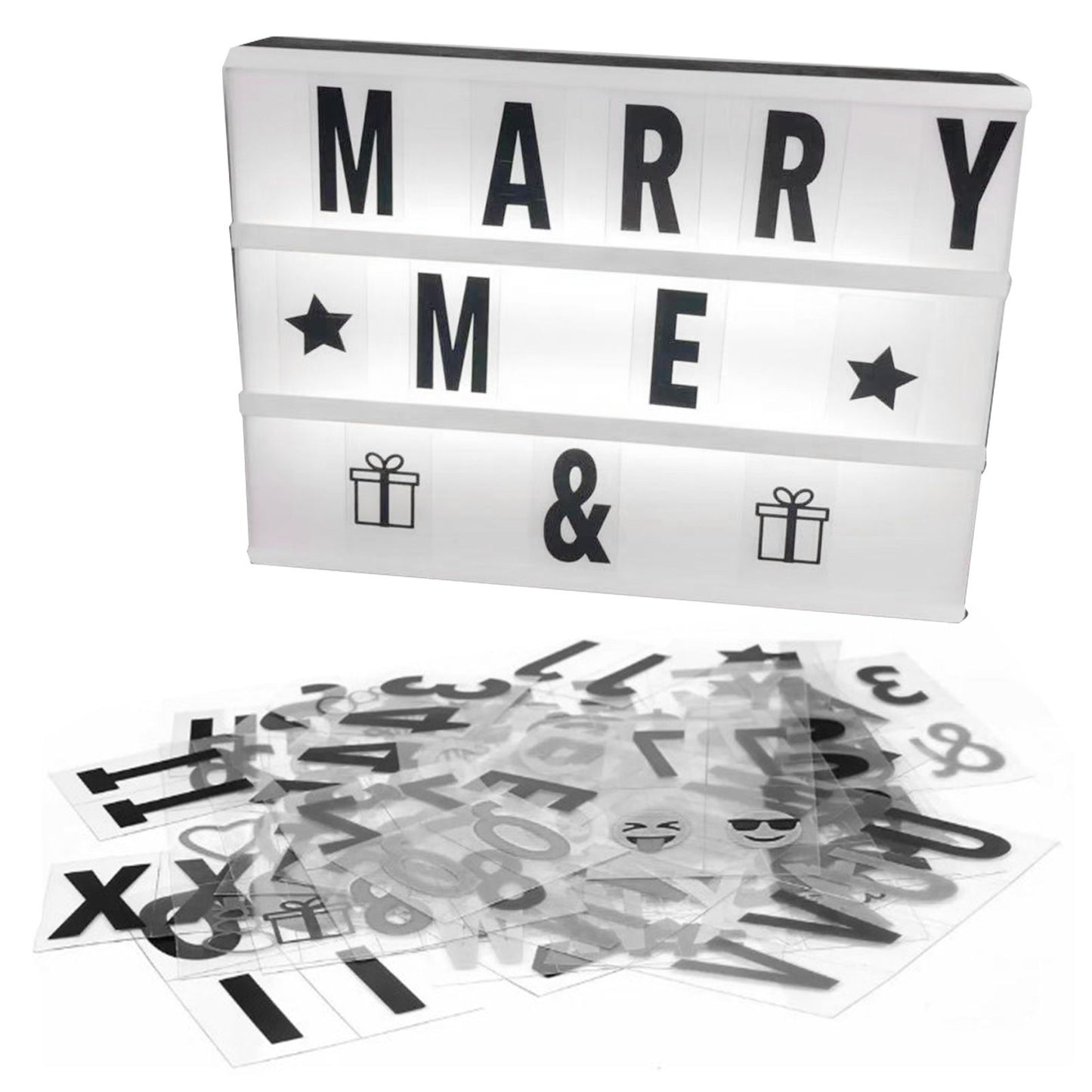 Cinema Light Box with Letters DIY Warm Light Up Letter Box with 96 Lettering Sticker for Room Decoration V1294-YM0512-3115220119311