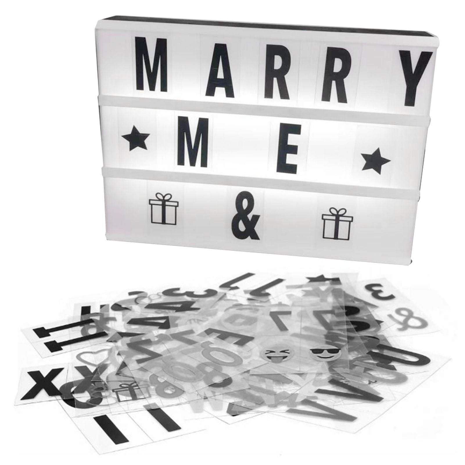 Cinema Light Box with Letters DIY Warm Light Up Letter Box with 96 Lettering Sticker for Room Decoration V1294-YM0512-3115220119311
