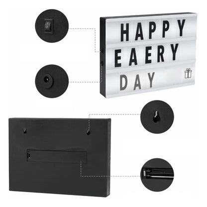 Cinema Light Box with Letters DIY Warm Light Up Letter Box with 96 Lettering Sticker for Room Decoration V1294-YM0512-3115220119311