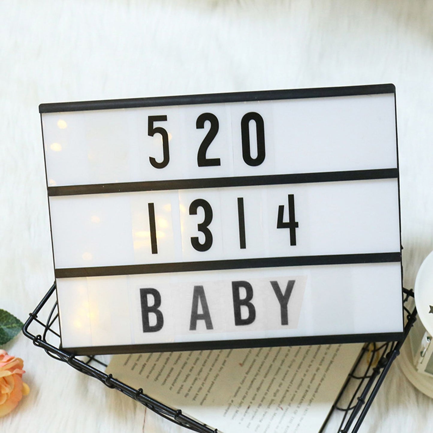 Cinema Light Box with Letters DIY Warm Light Up Letter Box with 96 Lettering Sticker for Room Decoration V1294-YM0512-3115220119311