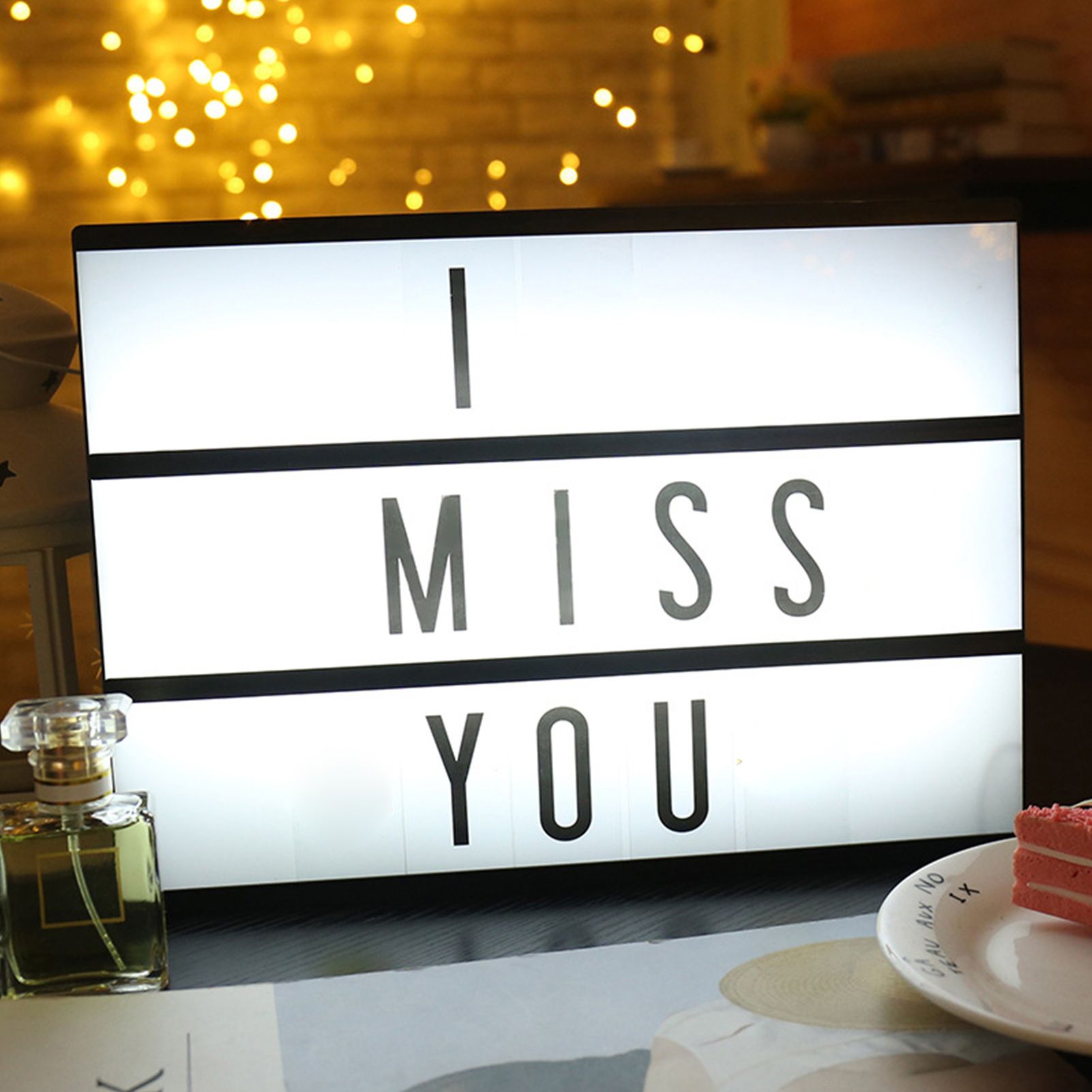 Cinema Light Box with Letters DIY Warm Light Up Letter Box with 96 Lettering Sticker for Room Decoration V1294-YM0512-3115220119311