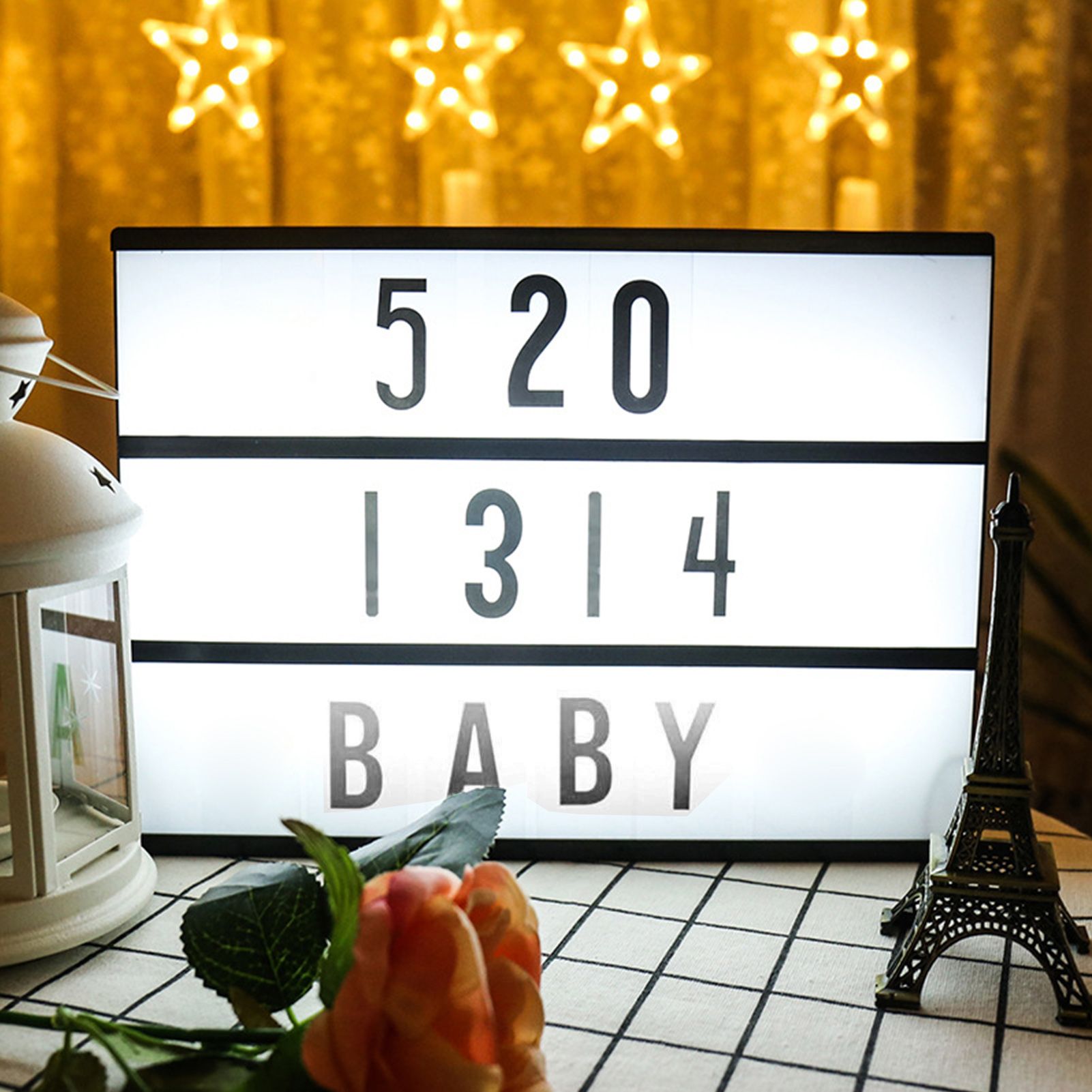 Cinema Light Box with Letters DIY Warm Light Up Letter Box with 96 Lettering Sticker for Room Decoration V1294-YM0512-3115220119311