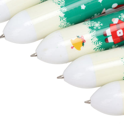 6Pcs Christmas Theme Ballpoint Pens 10 Color Cute Sequin Retractable Gift School Office Stationery Green Boy V1294-YM0512-3115220119512