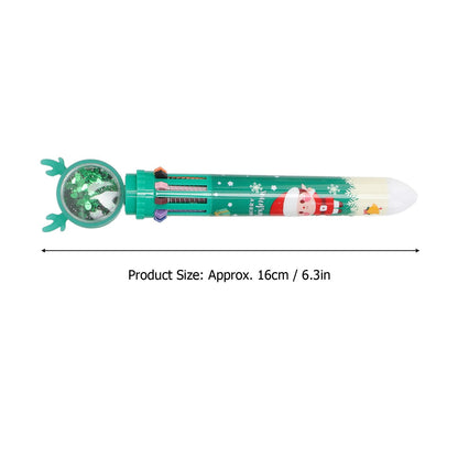 6Pcs Christmas Theme Ballpoint Pens 10 Color Cute Sequin Retractable Gift School Office Stationery Green Boy V1294-YM0512-3115220119512