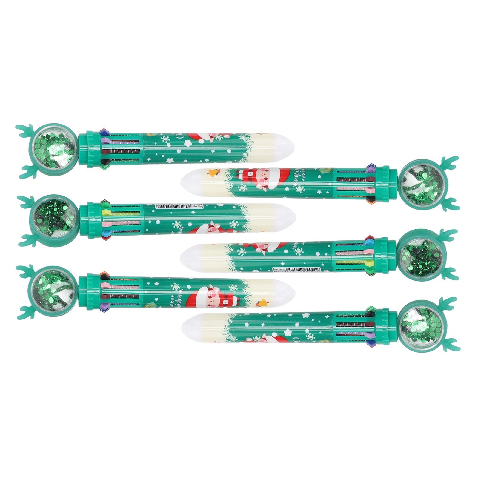 6Pcs Christmas Theme Ballpoint Pens 10 Color Cute Sequin Retractable Gift School Office Stationery Green Boy V1294-YM0512-3115220119512