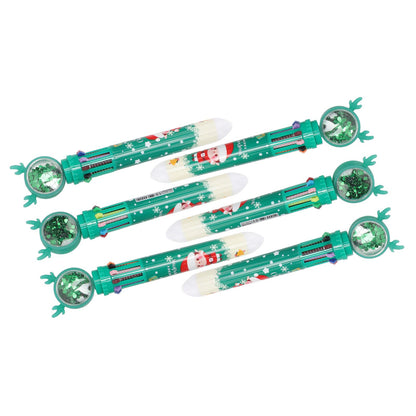 6Pcs Christmas Theme Ballpoint Pens 10 Color Cute Sequin Retractable Gift School Office Stationery Green Boy V1294-YM0512-3115220119512