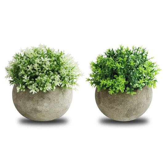 2 PCS Simulated Plant Bonsai Semicircular Ball Pulp Bonsai Desktop Green Plants Potted Ornaments White Green V1294-YM0512-3115220121111