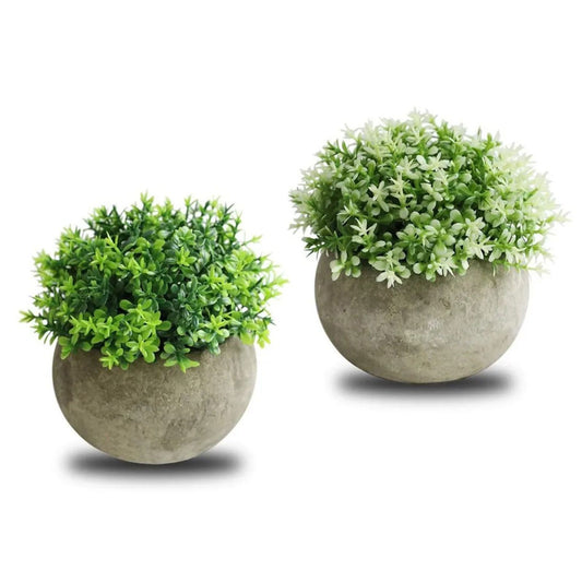 2 PCS Simulated Plant Bonsai Semicircular Ball Pulp Bonsai Desktop Green Plants Potted Ornaments White Green V1294-YM0512-3115220121111