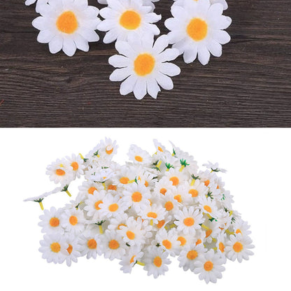 100pcs Artificial Little Daisy Lovely DIY Handcraft Silk Little Daisy for Offices Weddings White V1294-YM0512-3115220121912