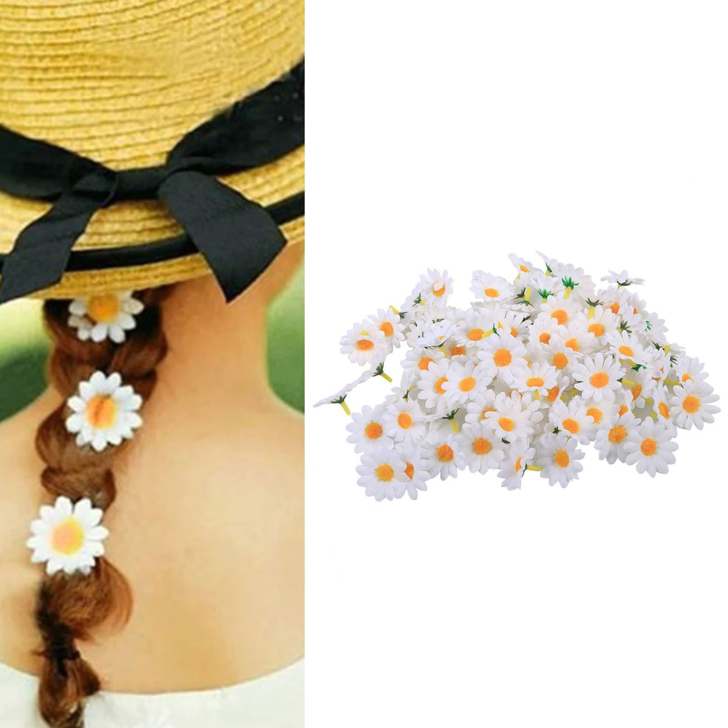 100pcs Artificial Little Daisy Lovely DIY Handcraft Silk Little Daisy for Offices Weddings White V1294-YM0512-3115220121912