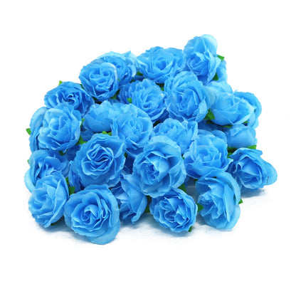 50PCS Simulation Rose Head Decorative Reusable Silk Fake Rose Flower for Wedding Party Blue V1294-YM0512-3115220122611