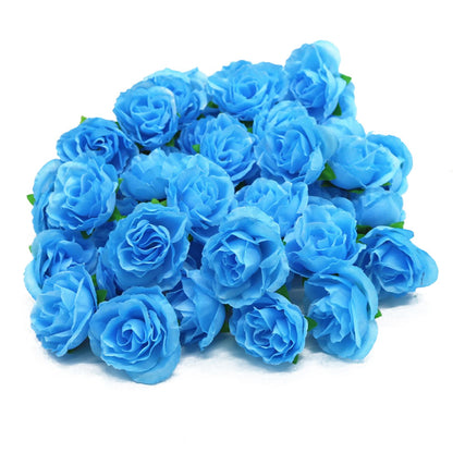 50PCS Simulation Rose Head Decorative Reusable Silk Fake Rose Flower for Wedding Party Blue V1294-YM0512-3115220122611