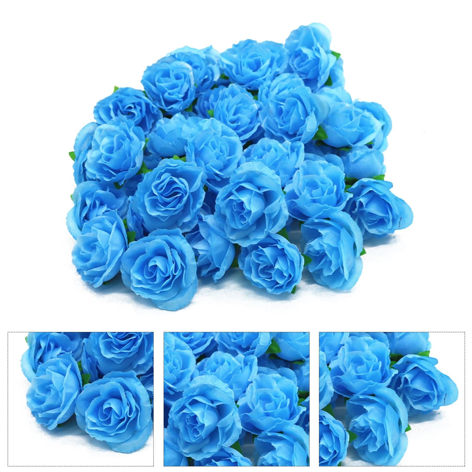 50PCS Simulation Rose Head Decorative Reusable Silk Fake Rose Flower for Wedding Party Blue V1294-YM0512-3115220122611