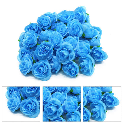 50PCS Simulation Rose Head Decorative Reusable Silk Fake Rose Flower for Wedding Party Blue V1294-YM0512-3115220122611