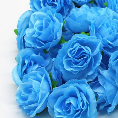 50PCS Simulation Rose Head Decorative Reusable Silk Fake Rose Flower for Wedding Party Blue V1294-YM0512-3115220122611