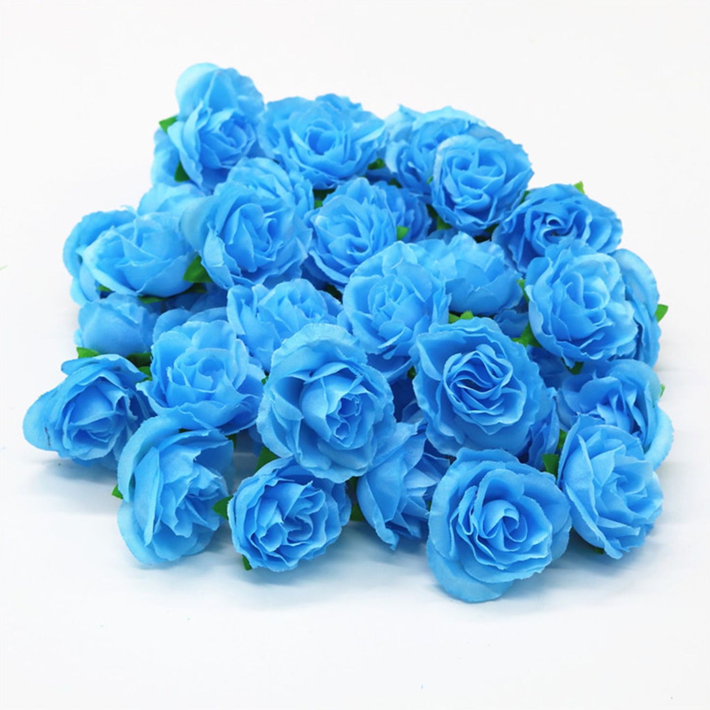 50PCS Simulation Rose Head Decorative Reusable Silk Fake Rose Flower for Wedding Party Blue V1294-YM0512-3115220122611