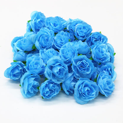 50PCS Simulation Rose Head Decorative Reusable Silk Fake Rose Flower for Wedding Party Blue V1294-YM0512-3115220122611