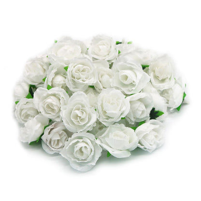 50PCS Simulation Rose Head Decorative Reusable Silk Fake Rose Flower for Wedding Party White V1294-YM0512-3115220122612