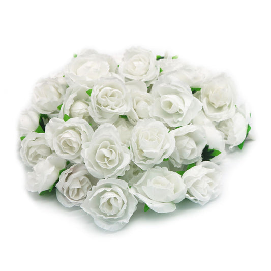50PCS Simulation Rose Head Decorative Reusable Silk Fake Rose Flower for Wedding Party White V1294-YM0512-3115220122612